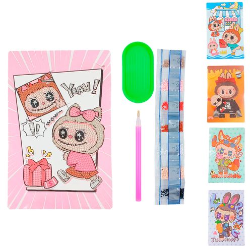 Kit Pintura Diamante Labubu 35x20cm em Papel Michael Judi