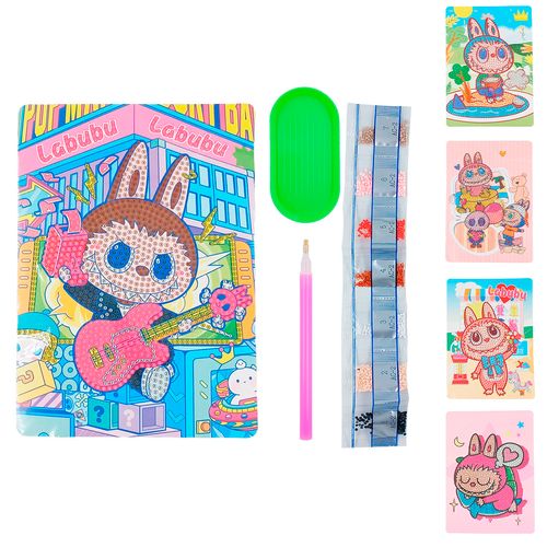 Kit Pintura Diamante Labubu 26x15cm em Papel Michael Judi