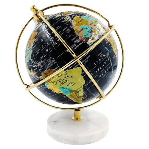 Globo Terrestre C/ Base Mármore 19x15cm em Plástico Mai Home