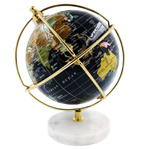 Globo Terrestre C/ Base Mármore 19x15cm em Plástico Mai Home
