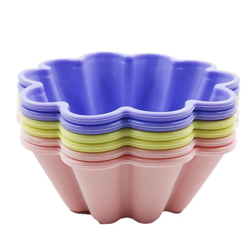 Jogo de Forma P/ Cupcake Flor 6 Peças 60ml em Silicone Fu Xing