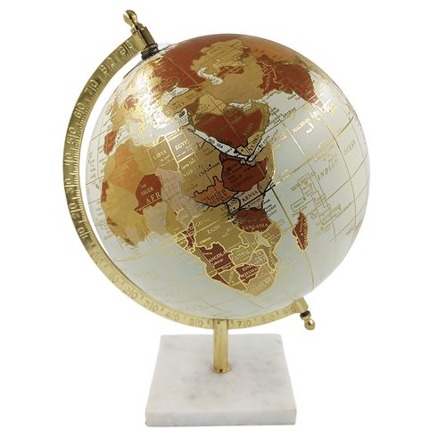 Globo Terrestre C/ Base Mármore 28x20cm em Plástico Mai Home