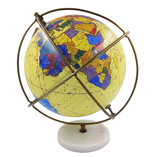 Globo Terrestre C/ Base Mármore 30x20cm em Plástico Mai Home