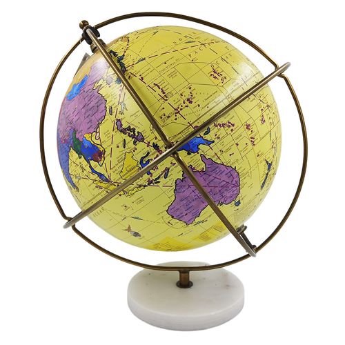 Globo Terrestre C/ Base Mármore 30x20cm em Plástico Mai Home