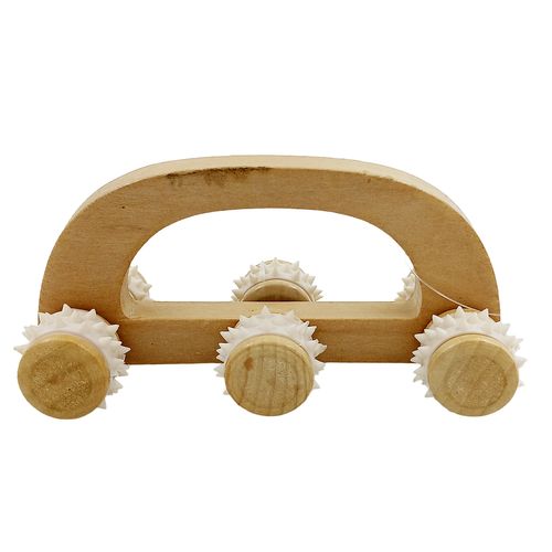 Massageador C/ Rodinhas 6x13cm em Madeira Fu Xing