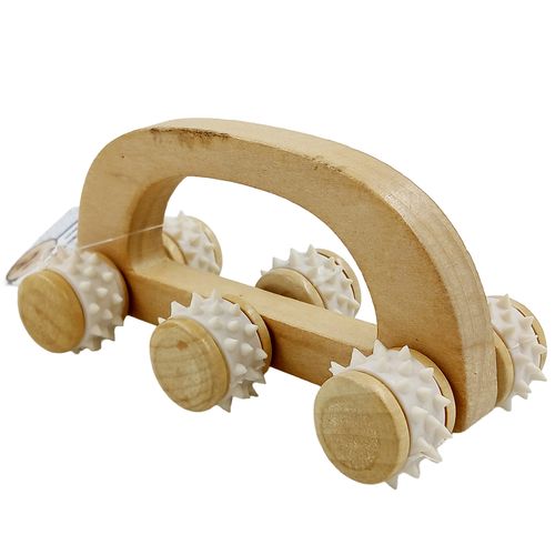 Massageador C/ Rodinhas 6x13cm em Madeira Fu Xing