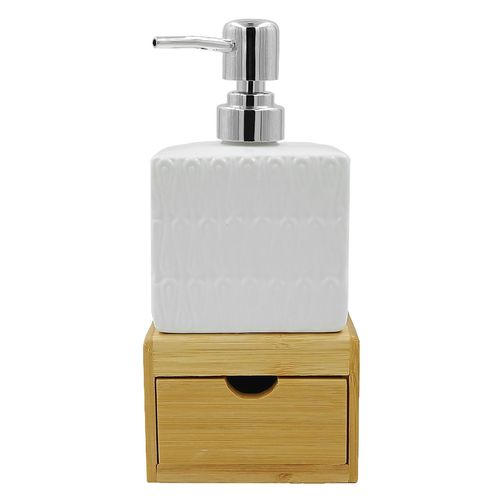 Porta Sabonete Líquido C/ Suporte 21,5cm em Porcelana Amigold