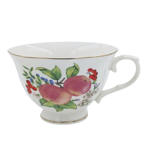 Xícara C/ Pires Frutas 250ml em Cerâmica Lila Home