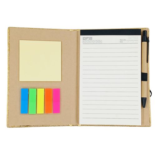 Bloco de Anotação Metalizado C/ Caneta 18x13cm em Papel Megagift