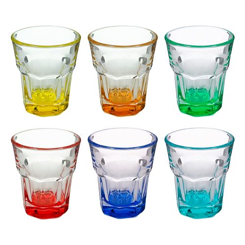 Jogo de Copos Allure Color Shot 6 Peças 50ml em Vidro Kehome