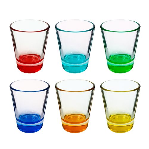 Jogo de Copos Smooth Color Shot 6 Peças 50ml em Vidro Kehome