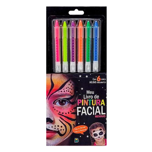 Livro Infantil Meu Livro Pintura Facial Meninas 13x28,3cm em Papel Todo Livro