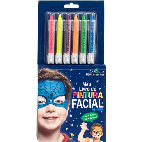 Livro Infantil Meu Livro Pintura Facial Meninos 13x28,3cm em Papel Todo Livro
