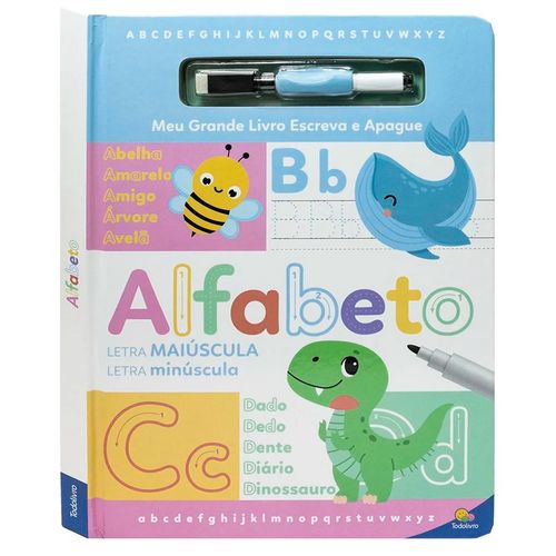 Livro Infantil Meu Grande Livro Escreva e Apague Alfabeto 29cm em Papel Todo Livro