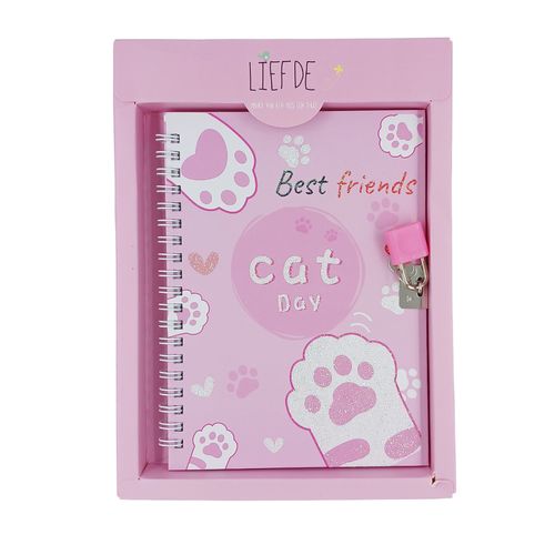 Diário Gatinho C/ Cadeado 11,2x17,4cm em Papel Interponte