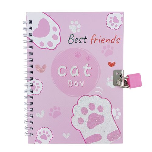 Diário Gatinho C/ Cadeado 11,2x17,4cm em Papel Interponte