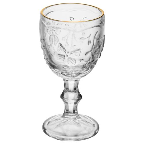 Jogo de Taças P/ Licor New Butterfly Fio de Dourado 6 Peças 50ml em Cristal Lyor