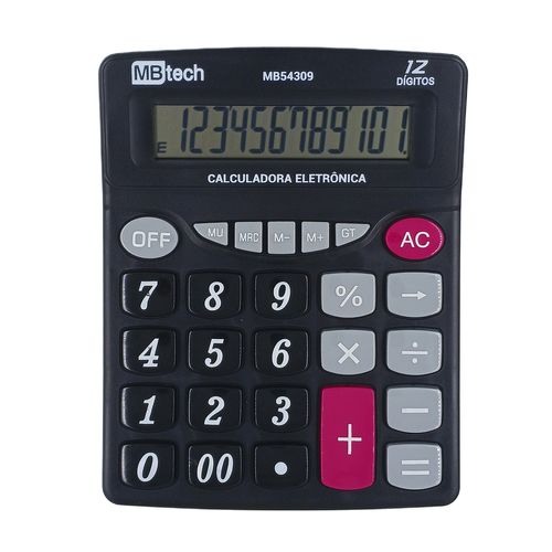 Calculadora de Mesa 12 Dígitos 16x20cm em Plástico MBtech