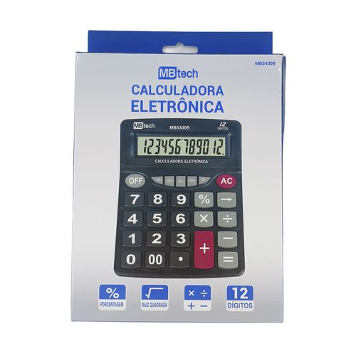 Calculadora de Mesa 12 Dígitos 16x20cm em Plástico MBtech