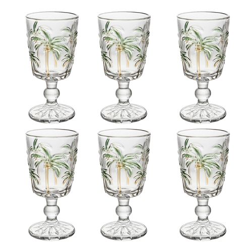 Jogo de Taças Tropical Palm 6 Peças 310ml em Vidro Lyor