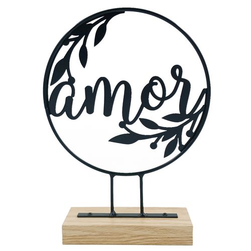 Placa Redonda Decorativa 21x15cm em Metal Livon