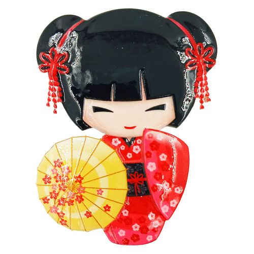 Imã Kokeshi Decorativo 8x5cm em Porcelana Youbai