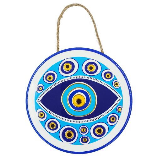 Placa Olho Grego Decorativo 16cm em Porcelana Youbai