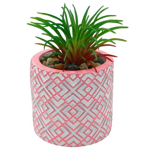 Vaso C/ Planta Artificial 5cm em Cimento Fu Xing