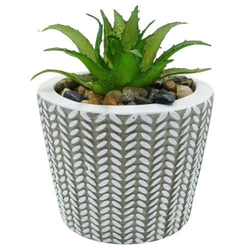 Vaso C/ Planta Artificial 5,5cm em Cimento Fu Xing