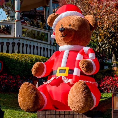 Urso Noel Inflável C/ LED 170x170cm em Poliéster Wincy