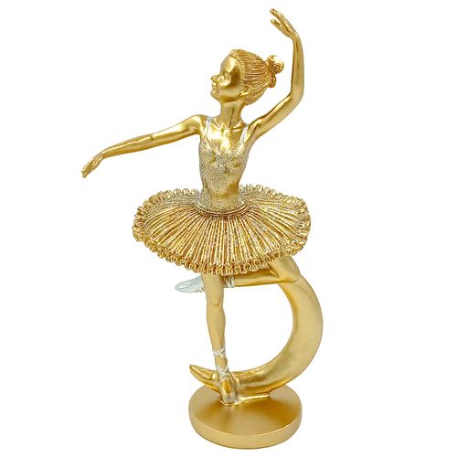 Bailarina C/ Lua Decorativa 19cm em Resina Youbai