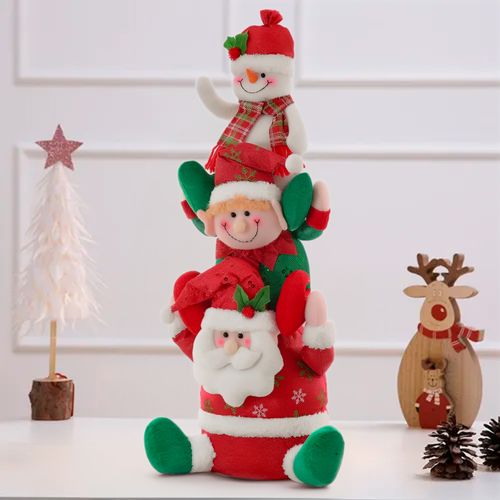 Bonecos Natalinos Empilhados 69cm em Poliéster Fartex