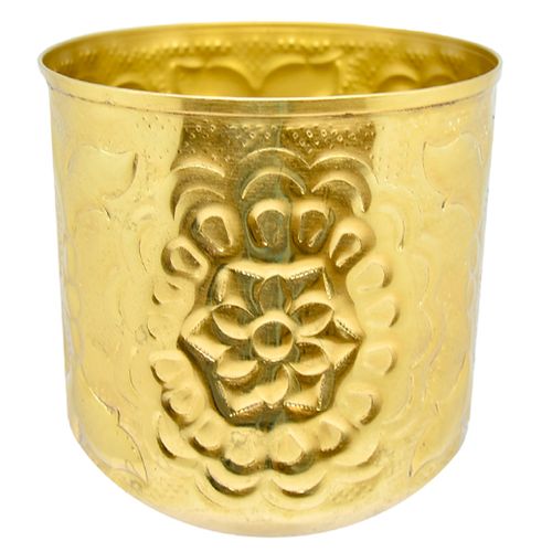 Vaso Flora Decorativo 13x13cm em Metal Brascontinental