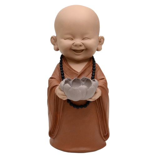 Buda Monge Lótus 30,5cm em Resina Brascontinental