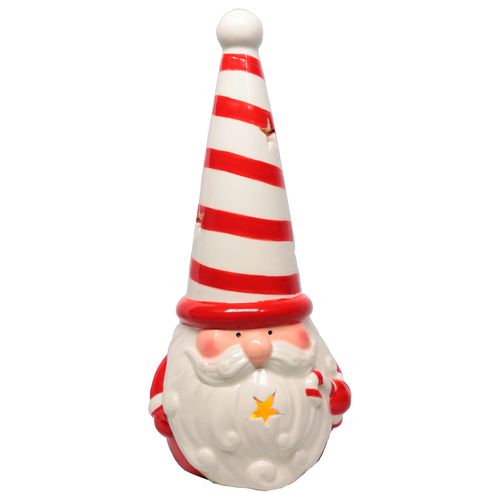 Luminária Papai Noel C/ LED 24,3cm em Cerâmica Rio Master