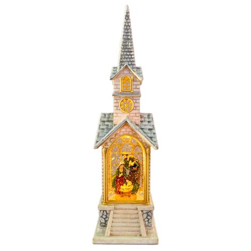 Lanterna Igreja Musical Natalina C/ LED 38,5cm em Plástico Rio Master
