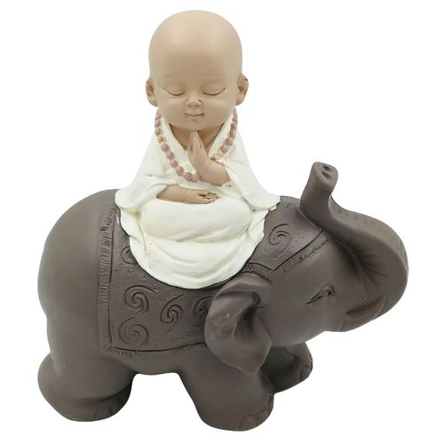 Monge no Elefante 17,5x18cm em Resina Brascontinental