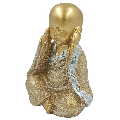 Monge Meditando 3 Peças 13,5cm em Resina Brascontinental