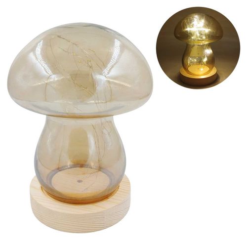 Luminária Cogumelo C/ Fio LED 13cm em Vidro Brascontinental