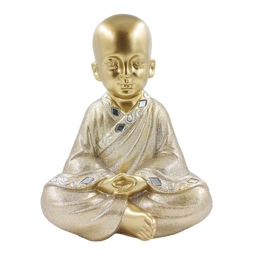 Monge Meditando Decorativo 14x22cm em Resina Brascontinental