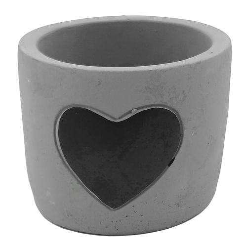 Vaso Coração Decorativo 7x8,5cm em Cimento Brascontinental