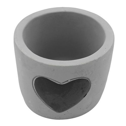 Vaso Coração Decorativo 7x8,5cm em Cimento Brascontinental