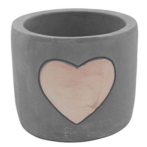 Vaso Coração Decorativo 7x8,5cm em Cimento Brascontinental