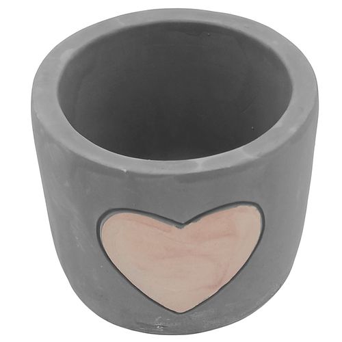 Vaso Coração Decorativo 7x8,5cm em Cimento Brascontinental