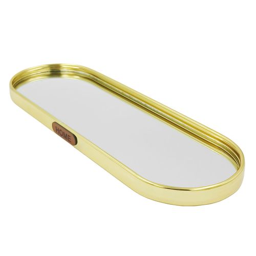 Bandeja Espelhada Oval 30cm em Vidro Brascontinental