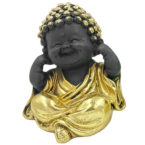 Trio de Buda Decorativo 7x9cm em Resina Brascontinental