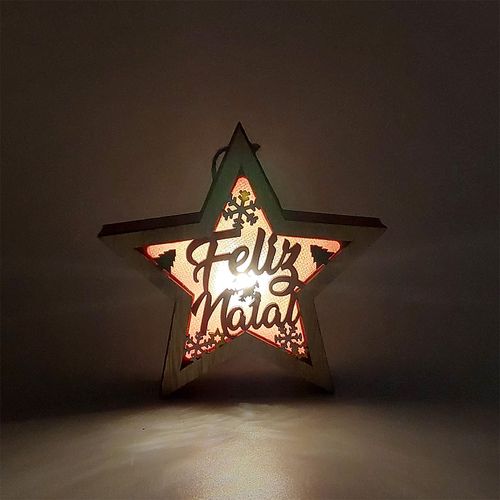 Luminária Estrela Natalina 12cm em MDF Multiart