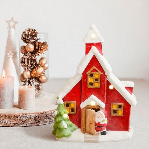Casa de Papai Noel C/ Luz 31x44,5cm em Magnésia Mabruk