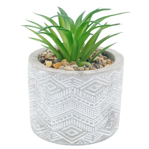 Vaso C/ Planta Artificial 6,5x9cm em Cimento Brascontinental