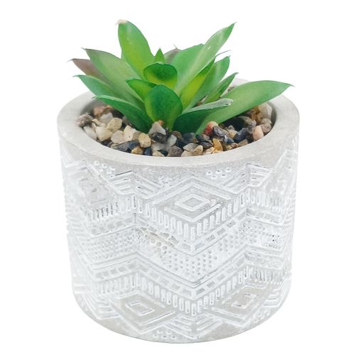 Vaso C/ Planta Artificial 6,5x9cm em Cimento Brascontinental